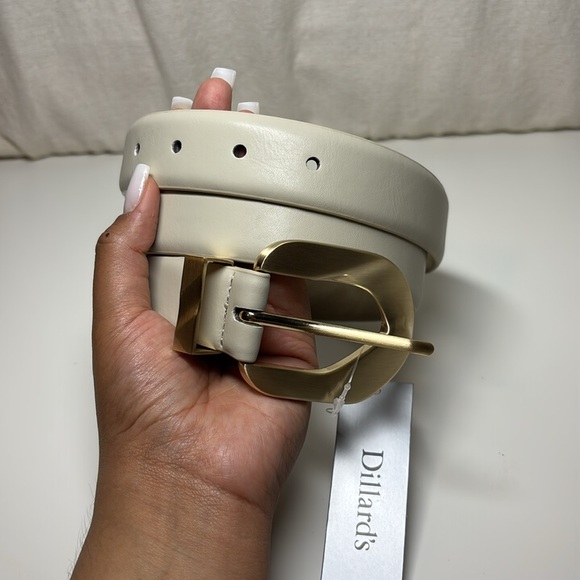Dillards White Belt With Gold Buckle | Sz M | NWT - Picture 7 of 7